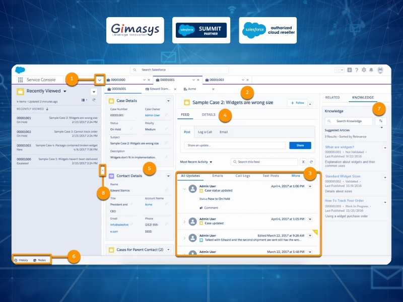 Salesforce Customer 360—Service Cloud interface